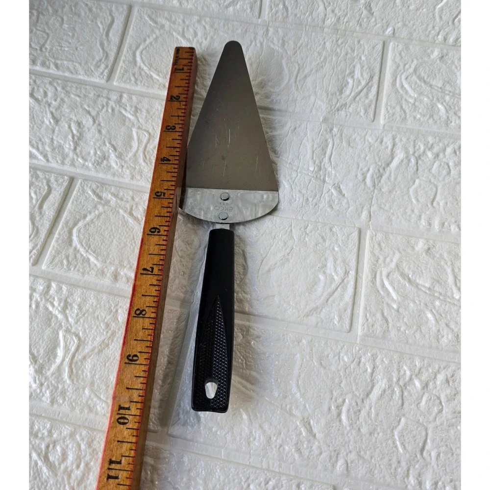 EKCO Vintage Pie Cake Server Stainless USA Black Handle 10 Inch Retro Kitchen